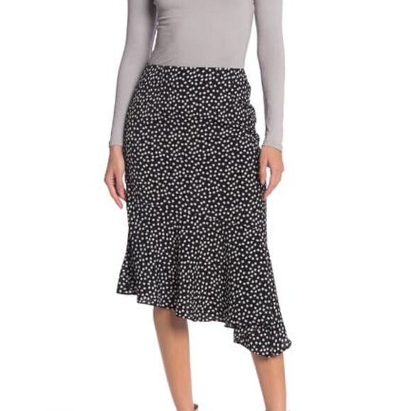 Lush Ditsy Print Asymmetrical Midi Skirt - Picture 1 of 4